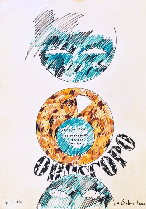 1972 14-11<br>Oroscopo, a Leda<br>pennarelli su carta<br>cm 100x70