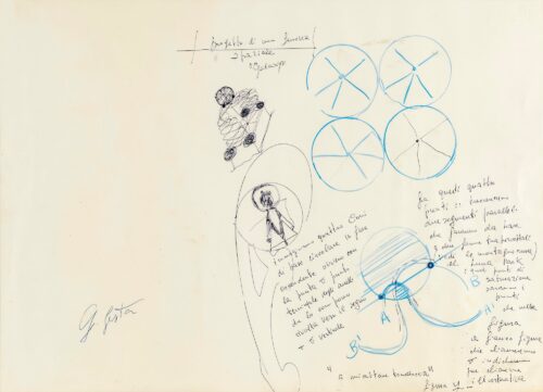 1972<br>Progetto di una ferrovia spaziale Galaxy<br>penna e pennarello su carta<br>cm 60x80