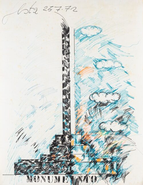 1972 25-7<br>Monumento<br>pennarelli su carta<br>cm 100x70