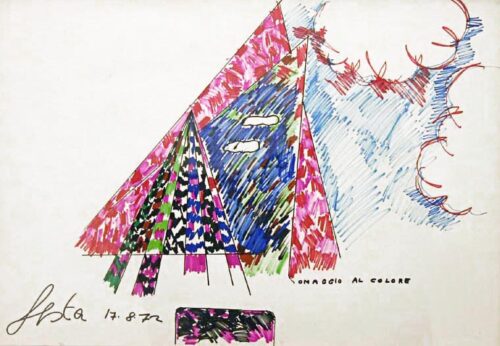 1972 17-8<br>Omaggio al colore<br> pennarelli su carta<br>cm 50x70F