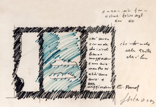 1973 17-2<br>A Mario Schifano, Al clima felice degli anni 60<br>pennarelli su carta<br> cm 50x70