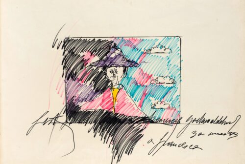 1973 30 marzo<br>Francesco Gaetano Aldobrandini, A Francesca<br>pennarelli su carta<br>cm 70x100