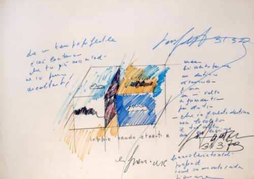 1973 31-3<br>Doppio brodo star-t-r<br>pennarelli su carta<br>cm 70x100
