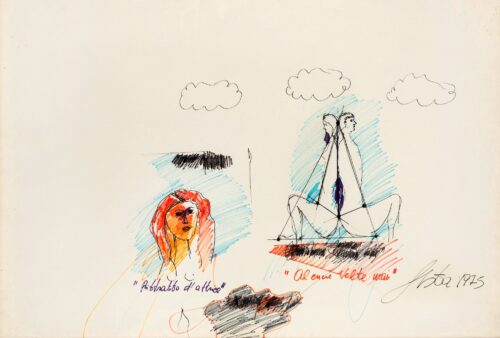 1975<br>Alcune volte mai, Ritratto d'attrice<br> pennarelli su carta <br>cm 70x100