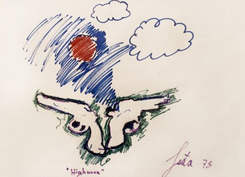 1975<br>Highmoon<br>pennarelli su carta<br>cm 45x65