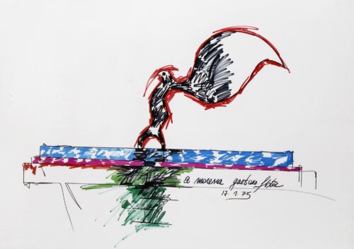1975 17-7<br>A Morena<br>pennarelli su carta<br>cm 70x100