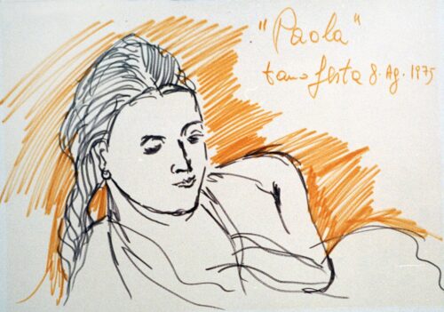 1975 8-Ag.<br>Paola<br>pennarelli su carta<br>cm 20x30