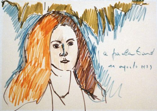 1975 11 agosto<br>A Paola<br>pennarelli su carta<br>cm 20x30