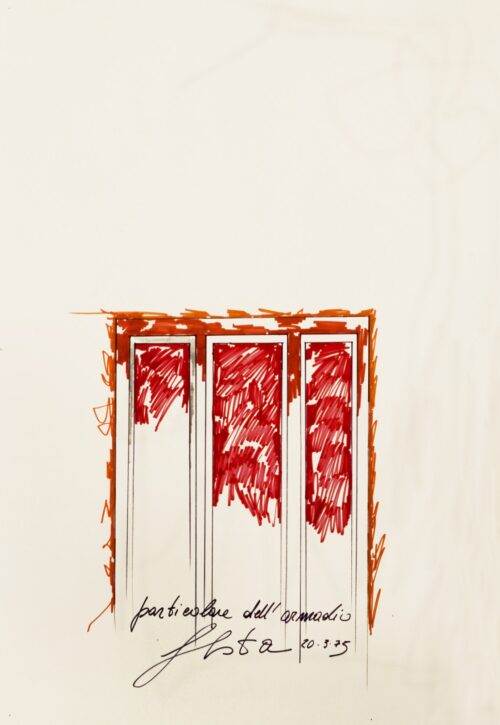 1975 20-3<br>Particolare dell'armadio<br>pennarelli su carta<br>cm 100x70