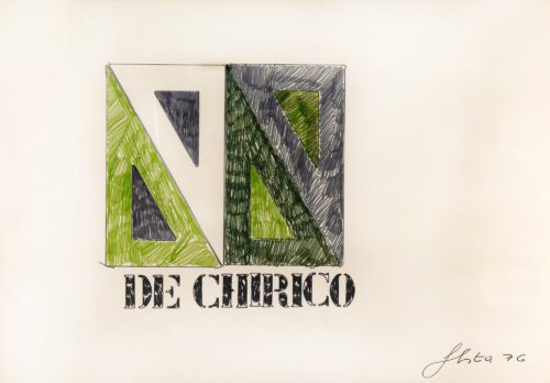 1976<br>De Chirico<br> pennarelli su carta<br>cm 70x100