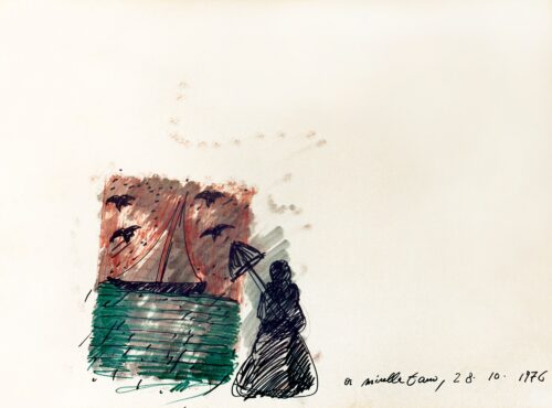 1976 28-10<br>a Mirella<br>tecnica mista su carta<br>cm 100x70