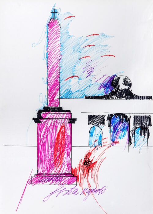 1977 11 agosto<br>pennarelli su carta<br>cm 100x70