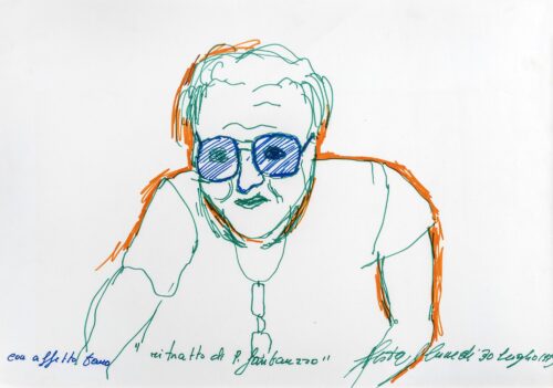 1979 lunedì 30 luglio<br>ritratto di P. Fantauzzo<br>pennarelli su carta<br> cm 50x70