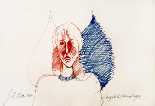 1980<br>L'angelo di Norimberga<br>pennarelli su carta<br>cm 70x100