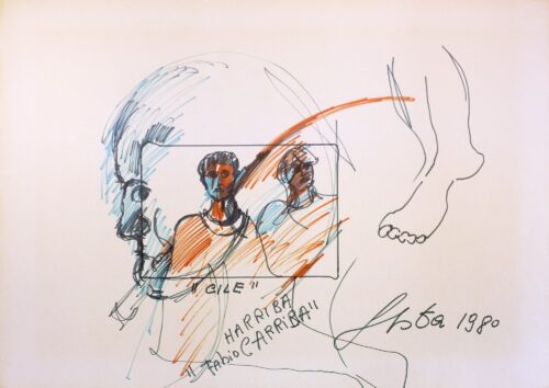 1980<br>Cile, Harriba Fabio Carriba<br>pennarelli su carta<br>cm 50x70