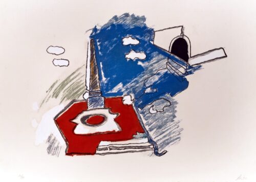 1980<br>Litografia a colori con intervento pittorico a tempera<br>cm 70x100