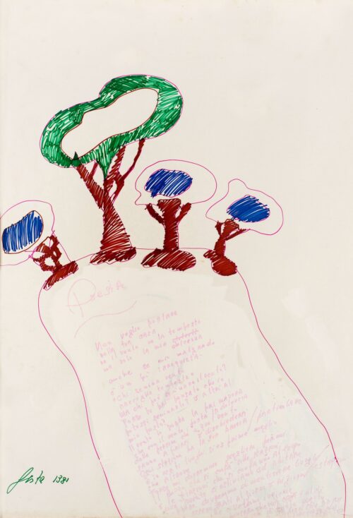 1981<br>Poesia<br> pennarelli su carta<br>cm 100x70