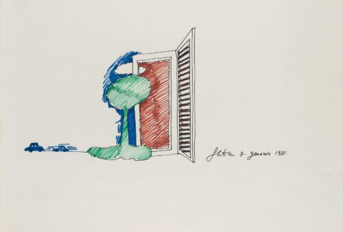 1981 7 gennaio<br> pennarelli su carta<br>cm 70x100