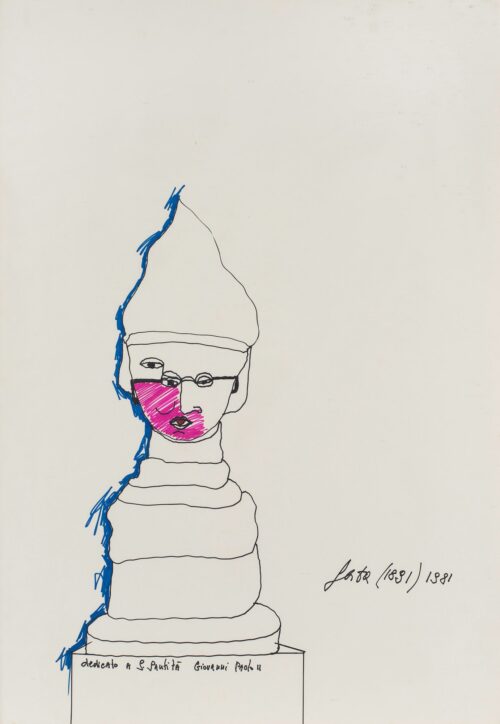 1981<br>Dedicato a S.Santità Giovanni Paolo<br>pennarelli su carta <br>cm 100x70