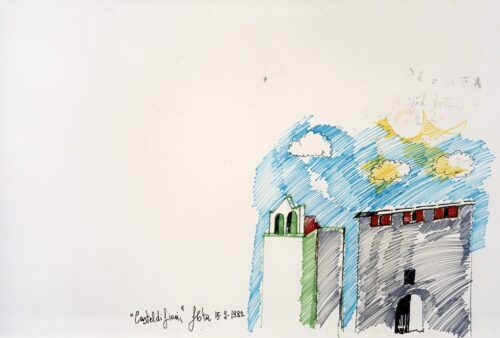 1982 15-9<br>Castel di fiori<br>pennarelli su carta<br>cm 70x100