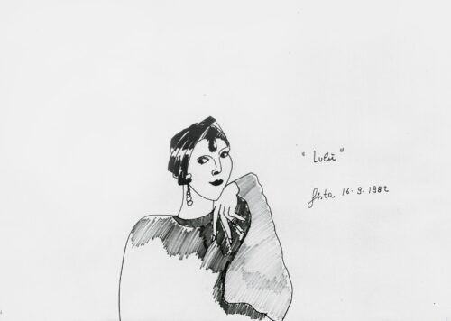 1982 16-9<br>Lulù<br>pennarelli su carta<br>cm 70x100