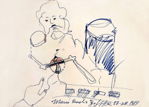 1983 27-XII<br>Marco Aurelio<br> pennarello e pastelli su carta<br>cm 70x100