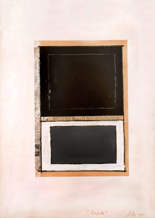1962<br>Lapide<br>pennarello, tempera, collage su carta<br>cm 70x50