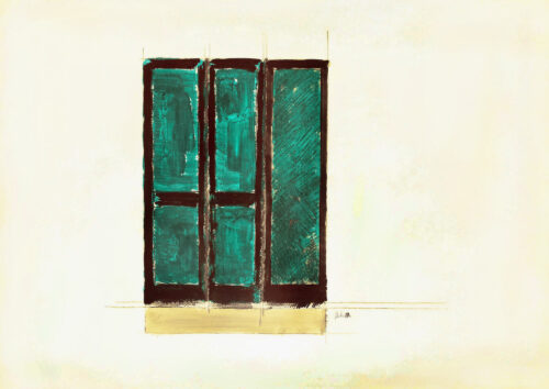 1962<br>Progetto per armadio<br>grafite, tempera, pastelli acquarellati su carta<br>cm 70x100