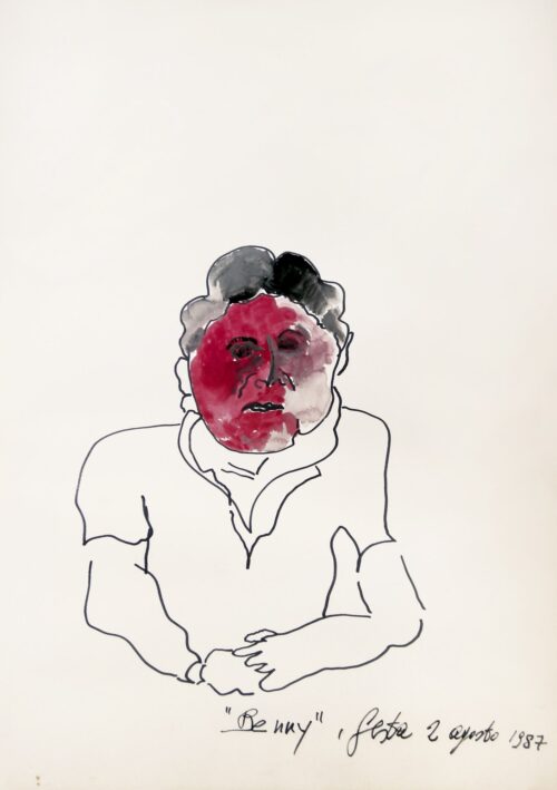 1987 2 agosto<br>Benny<br>pennarello e tempera su carta<br>cm 70x50