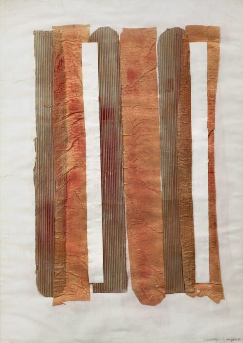 1960<br>Collage n.8<br>collage di carte povere e tempera su carta<br>cm 70x100