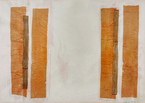 1960<br>Collage n.1<br> collage di carte povere e tempera su carta<br> cm 70x100