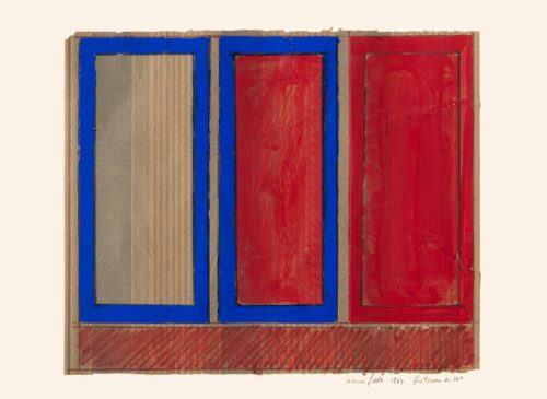 1962<br>Interno n.10<br>pastelli, tempera, collage su carta<br>cm 50x70