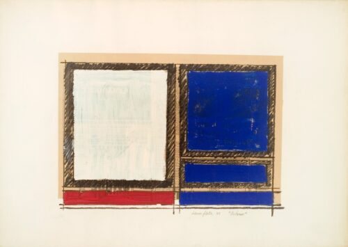 1962<br>Esterno<br>pastelli, tempera, collage su carta<br>cm 50x70