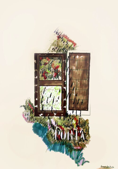 1970<br>Porta tecnica mista su carta<br>cm 100x70