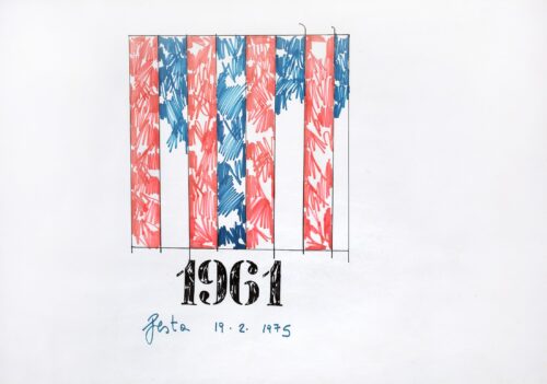 1975 19-2<br>1961<br>pennarelli su carta<br>cm 70x100