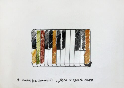 1987 2 agosto<br>a Maria Pia Simonetti<br>pennarelli su carta<br>cm 50x70